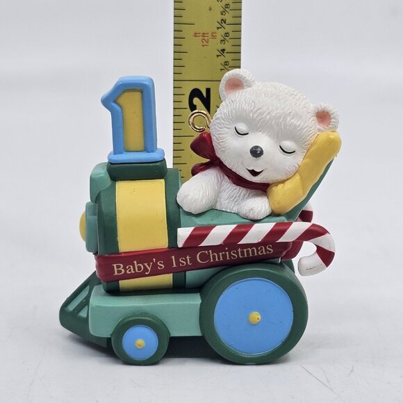 Vintage Hallmark Peppermint Express Babys First Christmas Tree Ornament 2001 - Picture 7 of 9